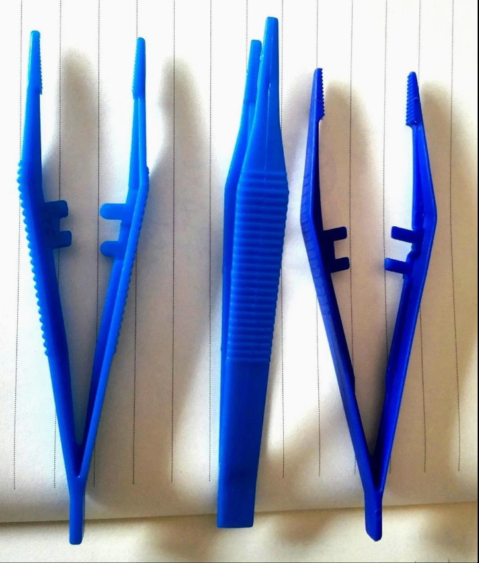 Hospital Medical Disposable Blue Tweezers Sterile Plastic Dressing Forceps